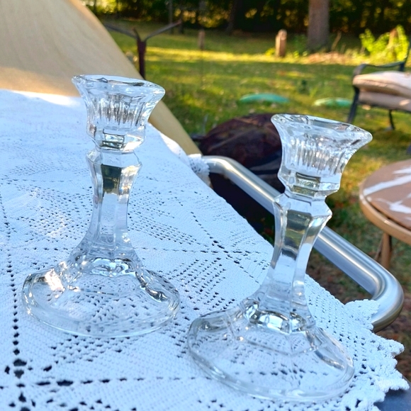 CRYSTAL Candlestick Holders - Picture 1 of 3